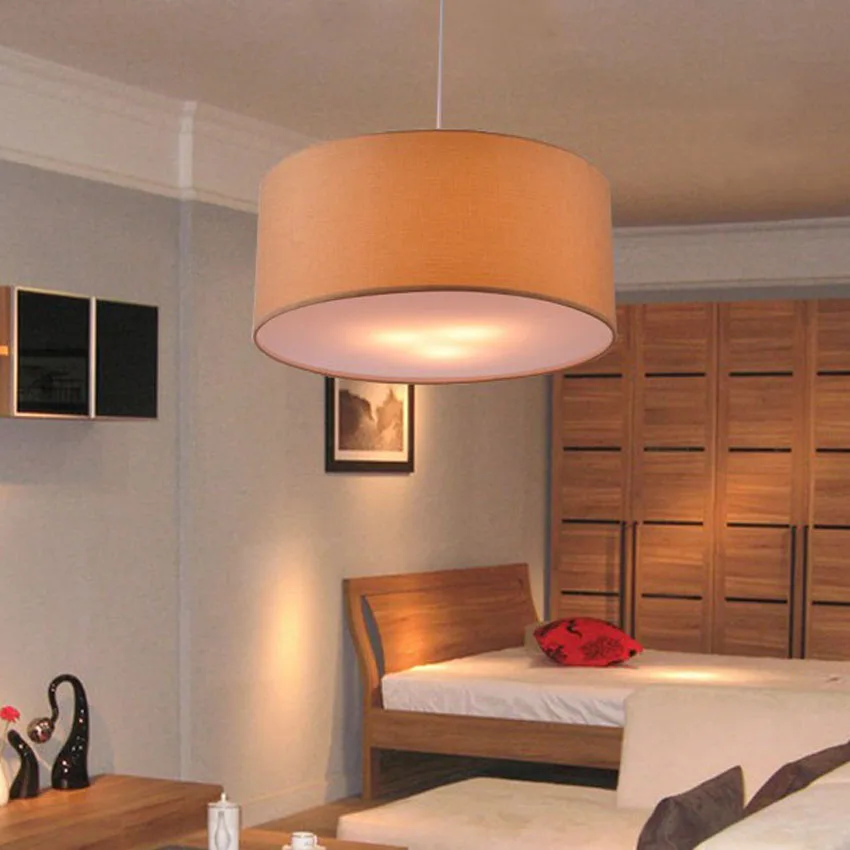 Современная льняная ткань абажур LED подвесной светильник диаметр 30 60 см Led для