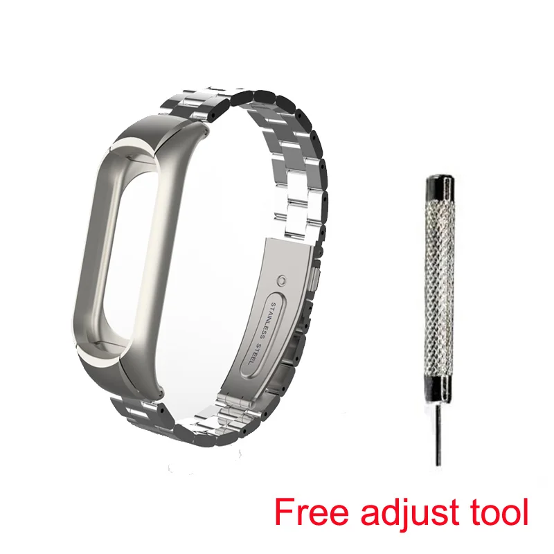 Type 2 metal silver Браслет с цветочным принтом для mi band 3, кожаный металлический ремешок для Xiao mi Band 3, чехол из нержавеющей стали, браслет - Цвет: Type 2 metal silver