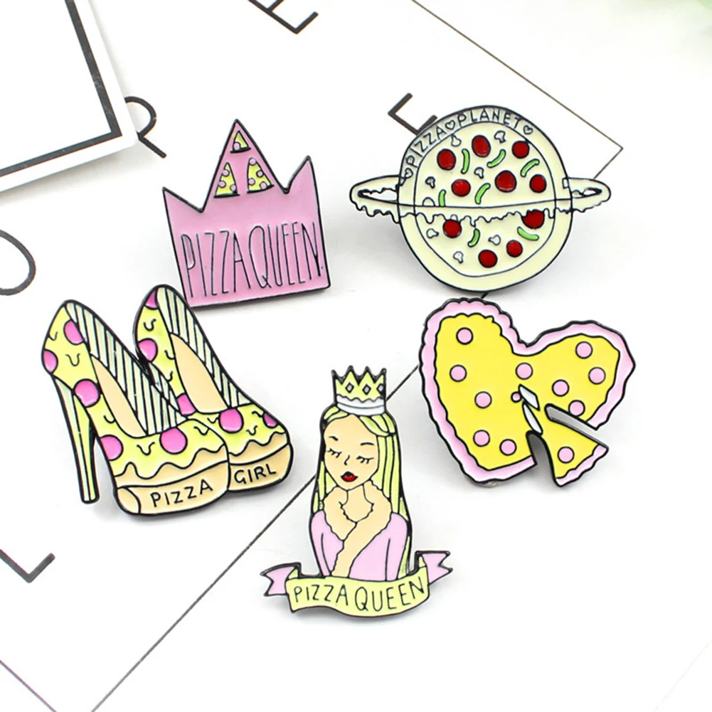 Женская Брошь на высоком каблуке с изображением короны пиццы королевы планеты