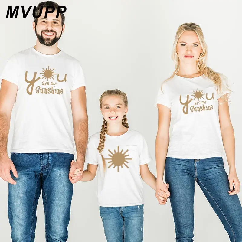 

mother daughter matching clothes father son look for daddy mum mommy and me funny outfits mom dad baby 2019 You are my sunshine