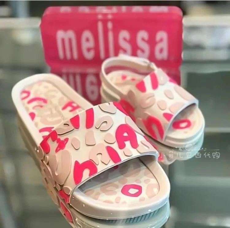 Женские шлепанцы Melissa Летняя обувь на плоской подошве с кристаллами Женская для