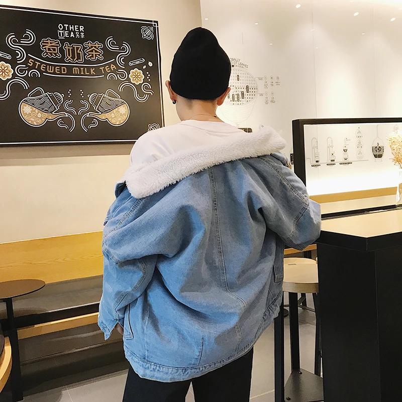 Privathinker 2018 Oversized Winter Thick Lambswool Denim Jackets Coat Men Women Warm Autumn Jacket Male Outwear | Мужская одежда