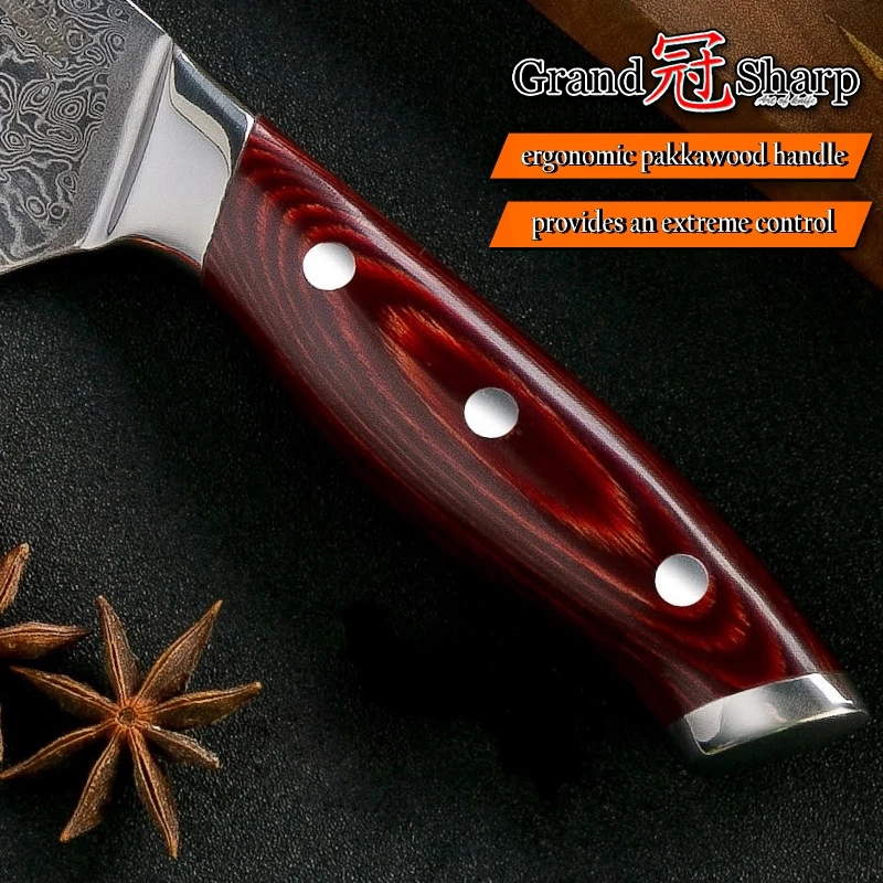 Дамасская сталь кухонный нож шеф-повара японский Дамаск Santoku кухонные ножи