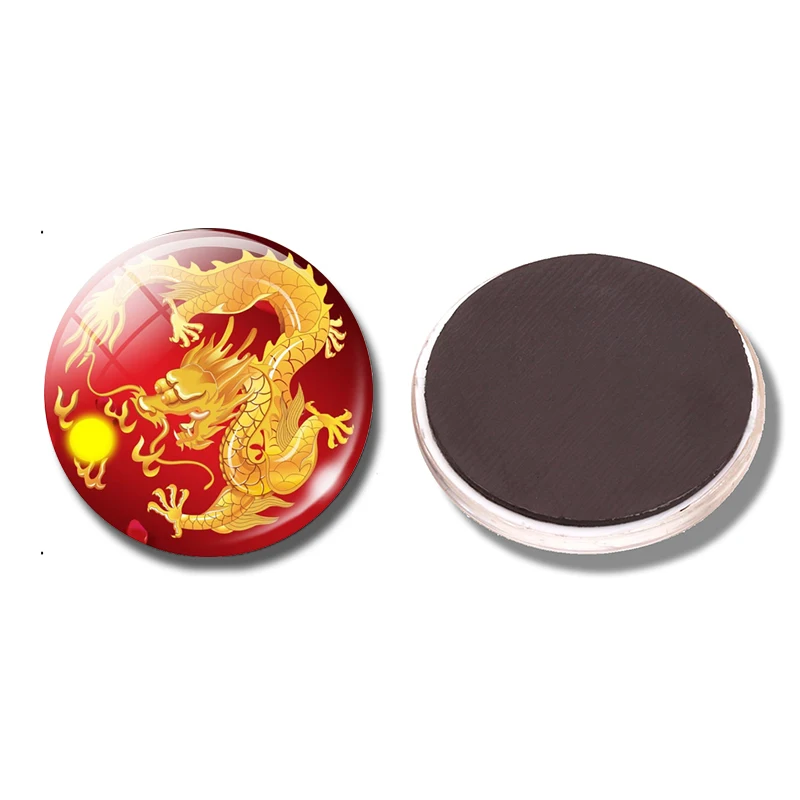 Магнит на холодильник Dragon and Sun 30 мм астрология знаки зодиака культура стеклянный