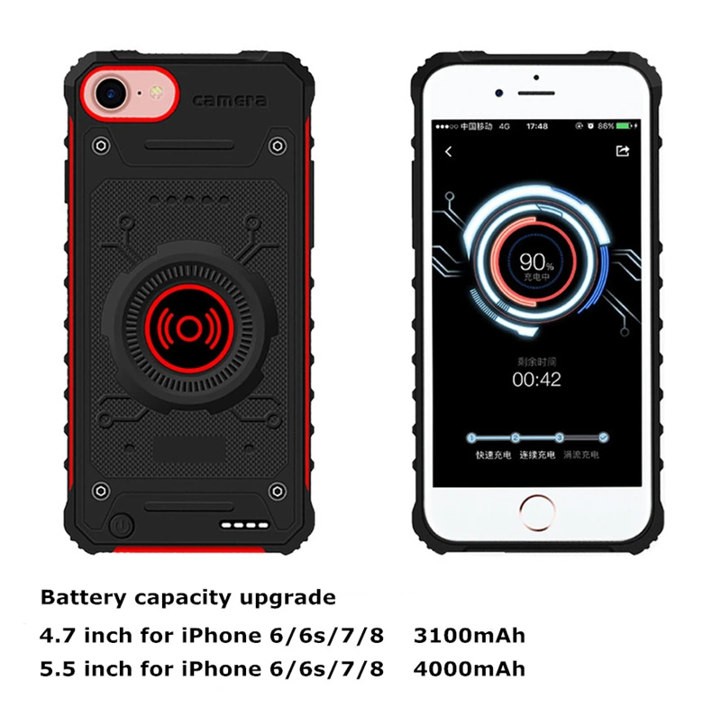 Беспроводной зарядный внешний аккумулятор для iPhone 7 8 6 6s батарея для беспроводного телефона зарядное устройство чехол s Внешний внешний аккумулятор зарядный чехол