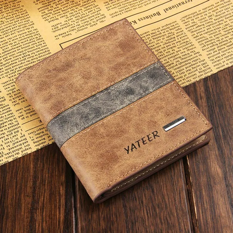 Модный мужской кожаный кошелек с отделением для карт различными узорами