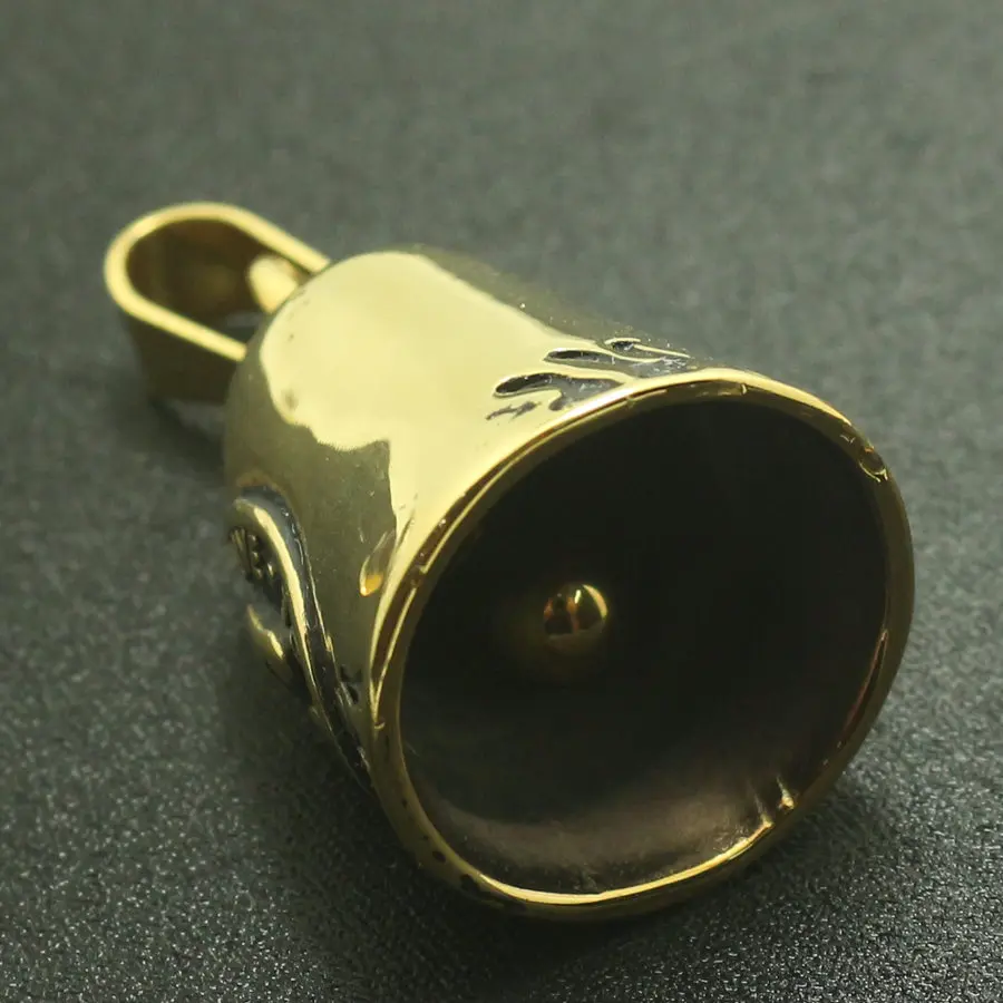 Новые крутые байкерские Jingle Bell 316L нержавеющая сталь золотой чехол с изображением Призрачного гонщика пламенный Ride to Live-жить, чтобы ездить секетон кулон