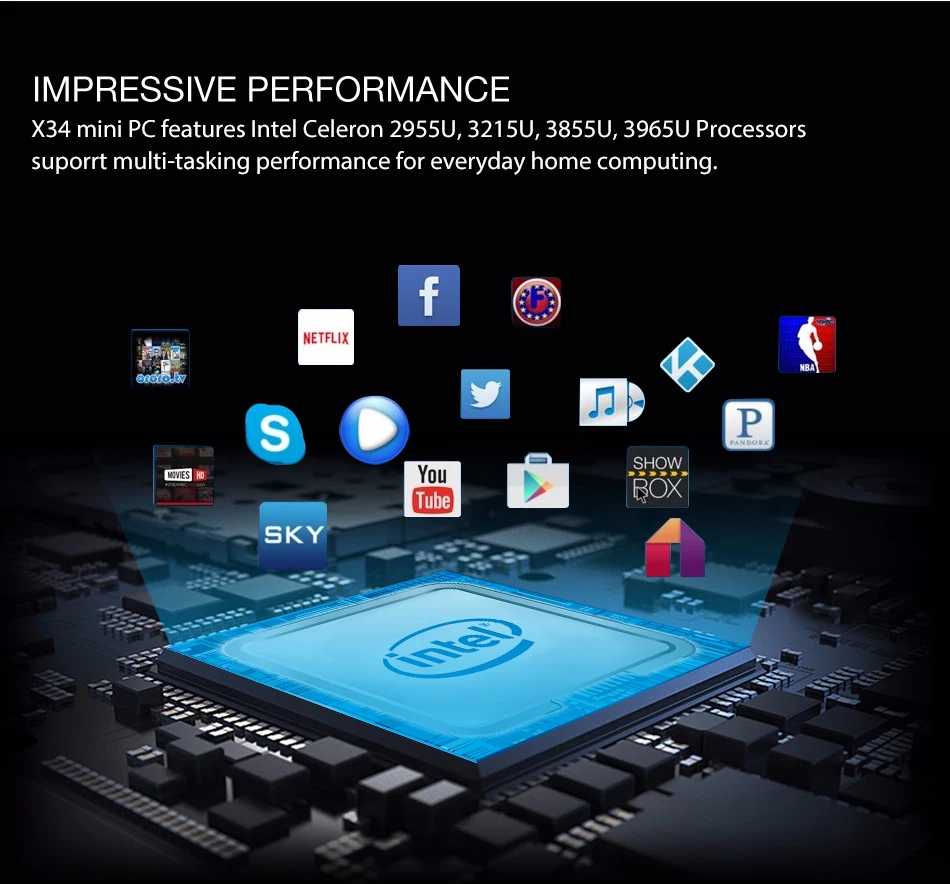 XCY безвентиляторный мини ПК Intel Pentium 4405U Windows 10 300M WiFi Gigabit Ethernet HDMI VGA 6* USB Компактный настольный компьютер