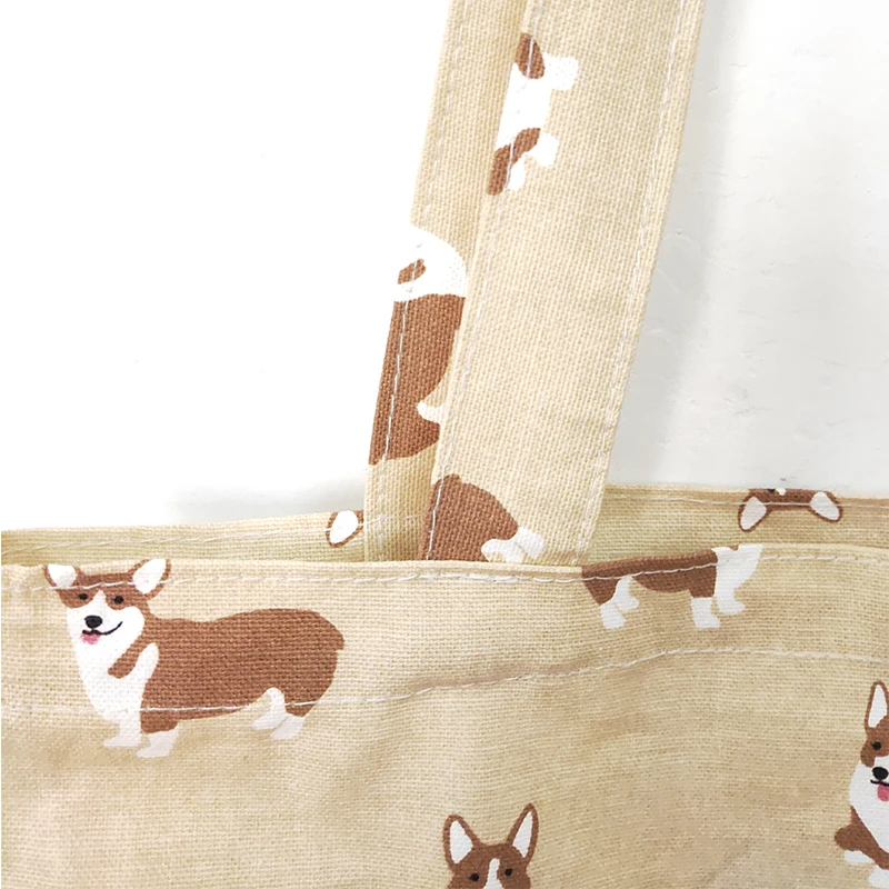 Холщовая Хлопковая Сумка Corgi Dog с принтом для женщин милая Повседневная модная