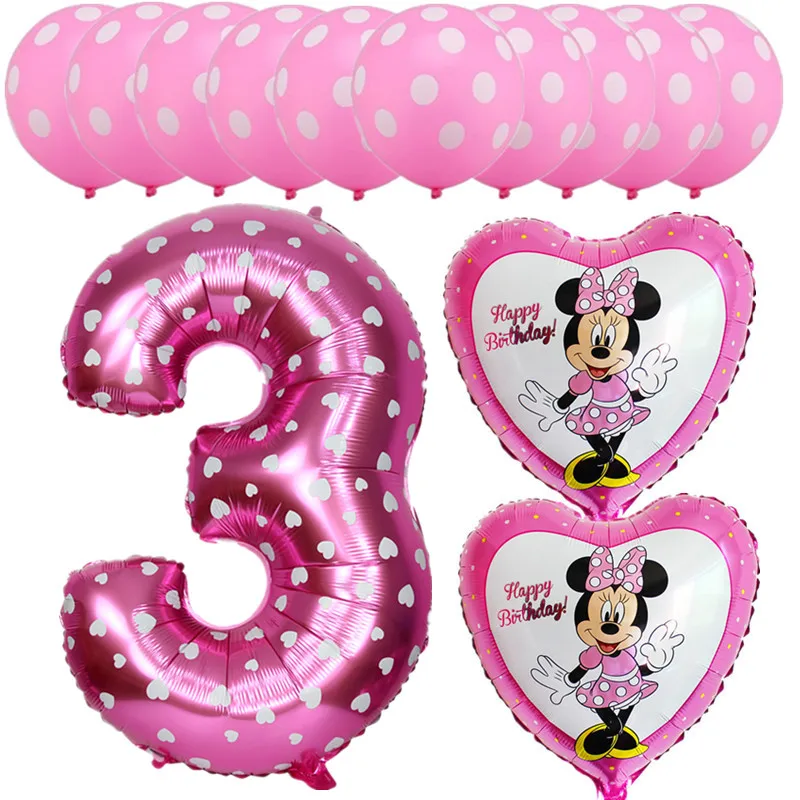 13 шт./лот, цифровые шары 1, 2, 3, 4, 5, 6, 7, 8, 9, фольгированные шары на день рождения для детей, украшение на день рождения, латексные воздушные шары в горошек для малышей - Цвет: pink 3