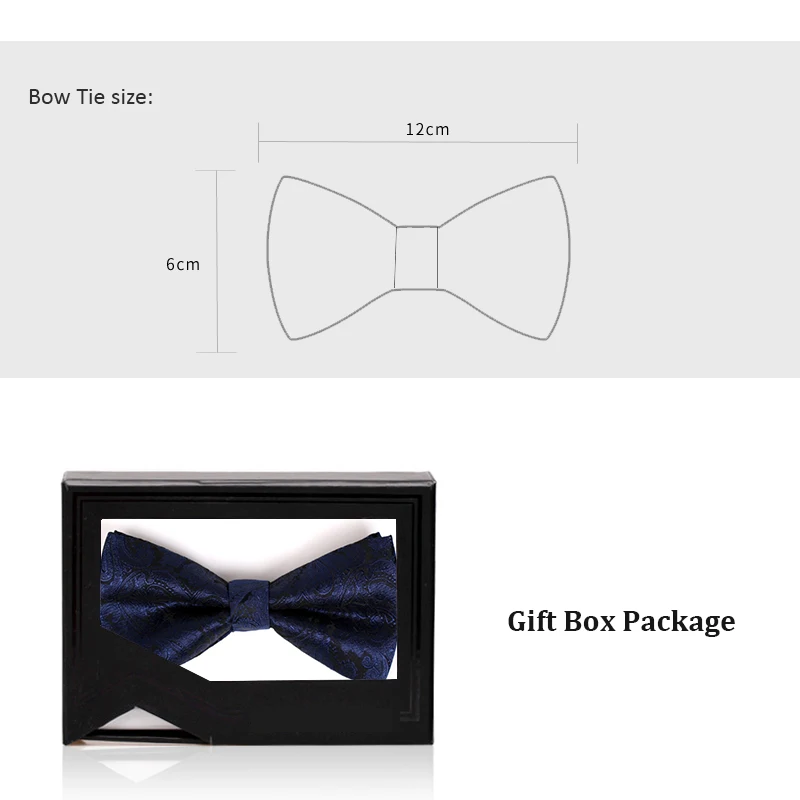

Brand 2019 Bow Tie Blue Paisley Jacquard Weave Men's Bowtie Fashion Bow Ties for Men Cocktail Salon Butterfly Knot with Gift Box