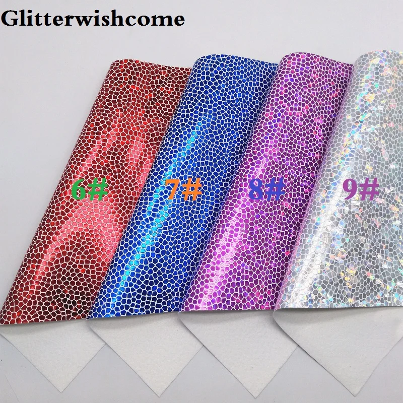 Glitterwishcome 21X29 см A4 размер винил для бантов Радужное тиснение Камень кожа Fabirc искусственная кожа листы для бантов, GM165A