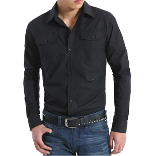 Men's casual shirt Wrinkle Free Sateen Solid Men Long Sleeve dress shirts | Мужская одежда