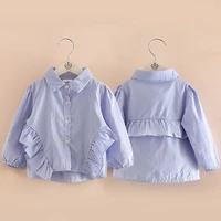 2021 new spring autumn 2 3 4 6 8 9 10 years children lolita style long sleeve striped ruffle blouses shirts for kids baby girls