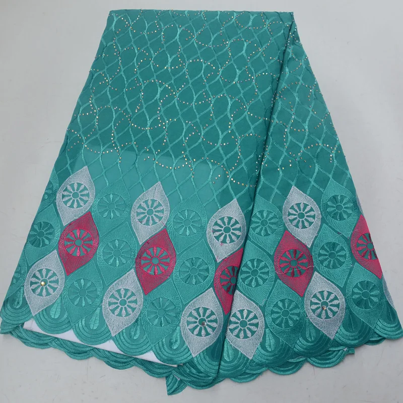 

8 colors (5yards/pc) beautiful embroidered Swiss voile lace fabric latest African cotton lace with stones for party dress CLP348