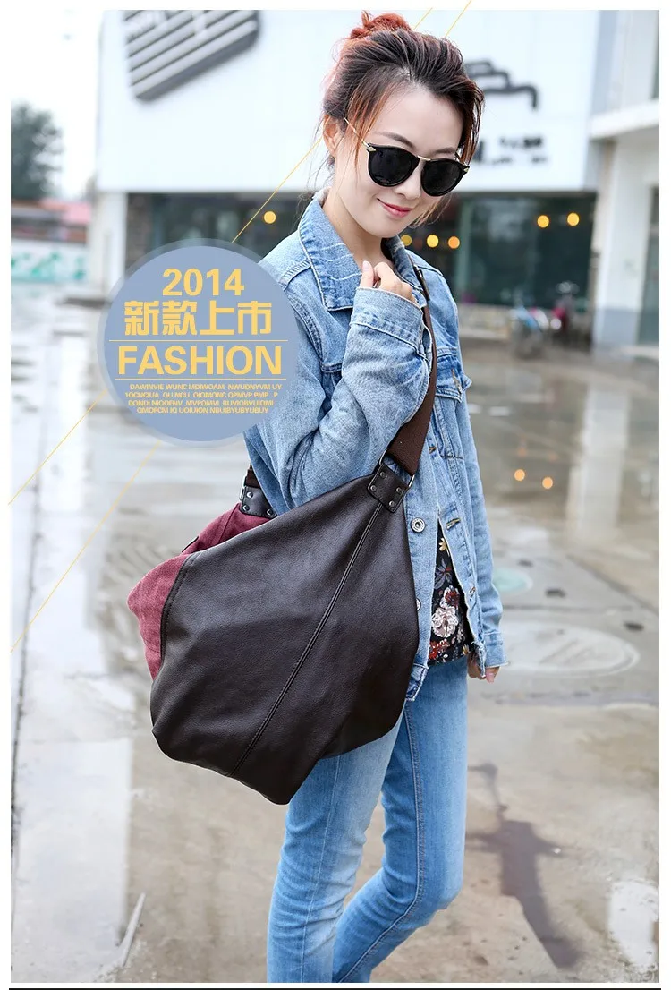 Новые женские сумки большой емкости специальная негабаритная сумка на плечо Повседневная Женская холщовая и PU кожаная сумка-мессенджер