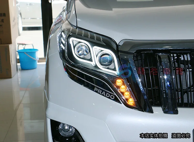 Автомобильный Стайлинг головная лампа для фары для Toyota Prado светодиодный- DRL Дневной ходовой светильник, направляющий Биксеноновые HID аксессуары