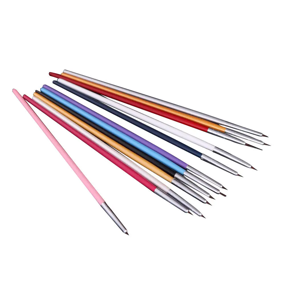 12 шт радужных цветов для дизайна ногтей гелевая ручка рисования набор кистей