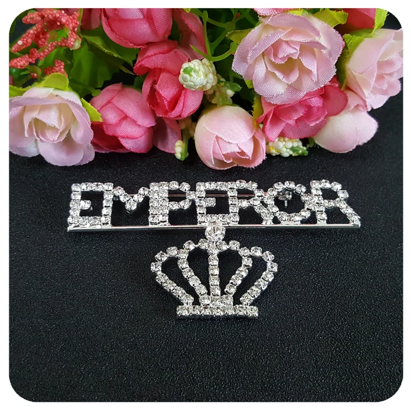 Shinny Crystal Brooch Jewelry Gift &quotEMPEROR&quot Word Lapel Pin with a Royal Crown | Украшения и аксессуары