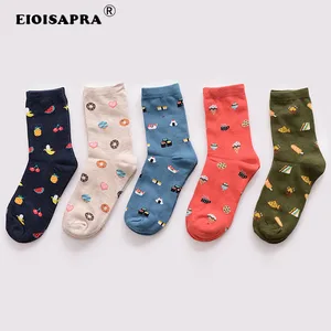 EIOISAPRAHarajuku милые суши фрукты пончики мороженое сэндвич забавные Женские носочки Творческий мультфильм еда Calcetines Mujer