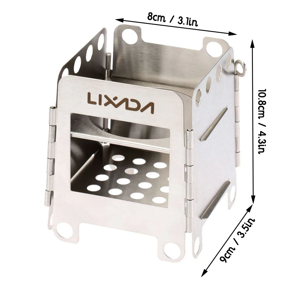 Портативная Складная дровяная плита из нержавеющей стали походная для