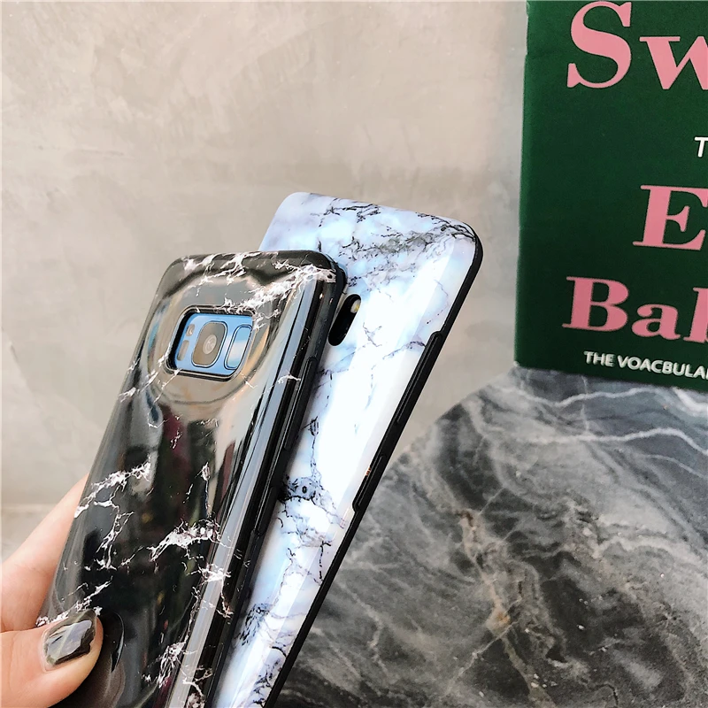 YHBBCASES парные чехлы для телефонов Samsung Galaxy S8 S9 S10 Plus черный белый мраморный