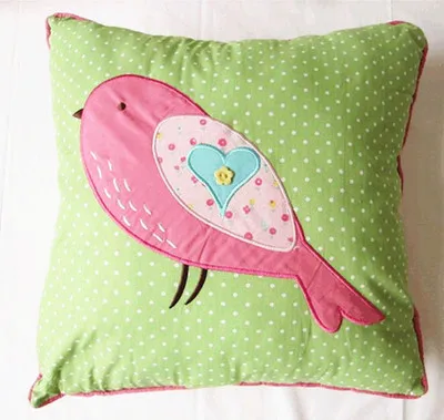Green bird Новинка, милая Подушка, Мультяшные подставки для рук, вышивка, детская комната, декоративные подушки, детские игрушки, подушки, постельные принадлежности, подушка, подарок для девочки - Цвет: Green bird