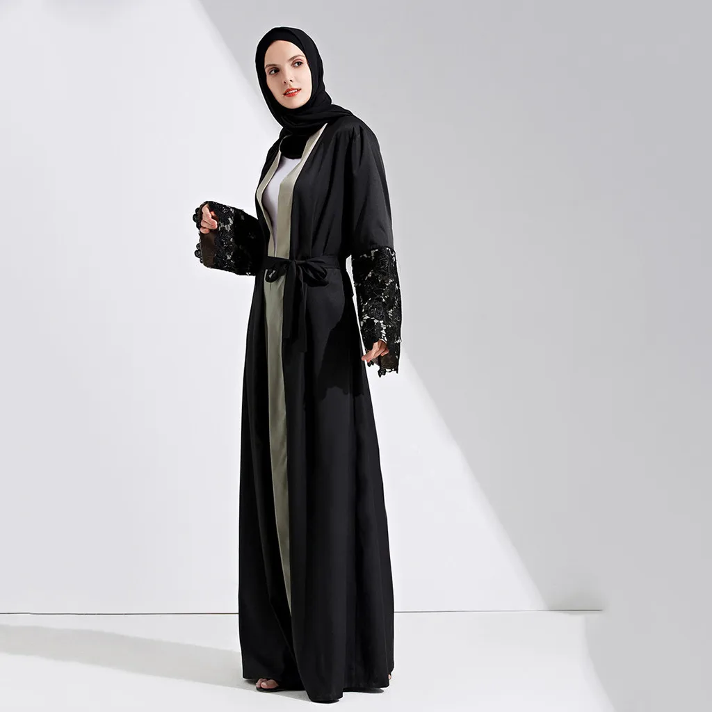 Модное мусульманское платье Abaya кружевной боковой кардиган женское классическое