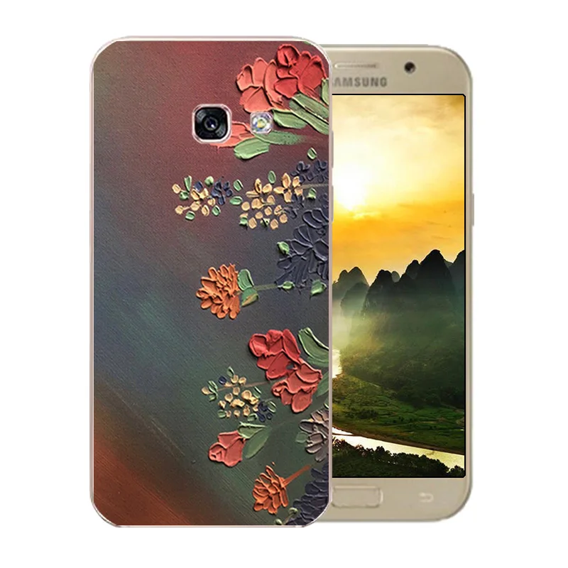 Цветной чехол с узором для Samsung A3 2017 чехлы мягкий силиконовый телефона A320 A320F Coque