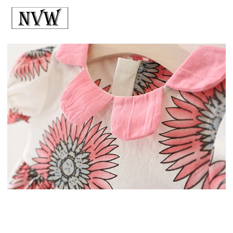 Бесплатная доставка летнее детское платье с коротким рукавом воротничками и