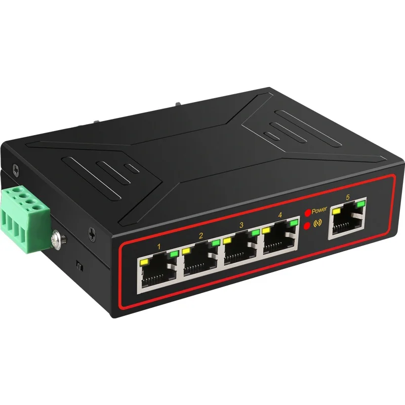 Diewu 5 Порты промышленный металлический чехол коммутатора Ethernet 10/100 Мбит/с Rj45