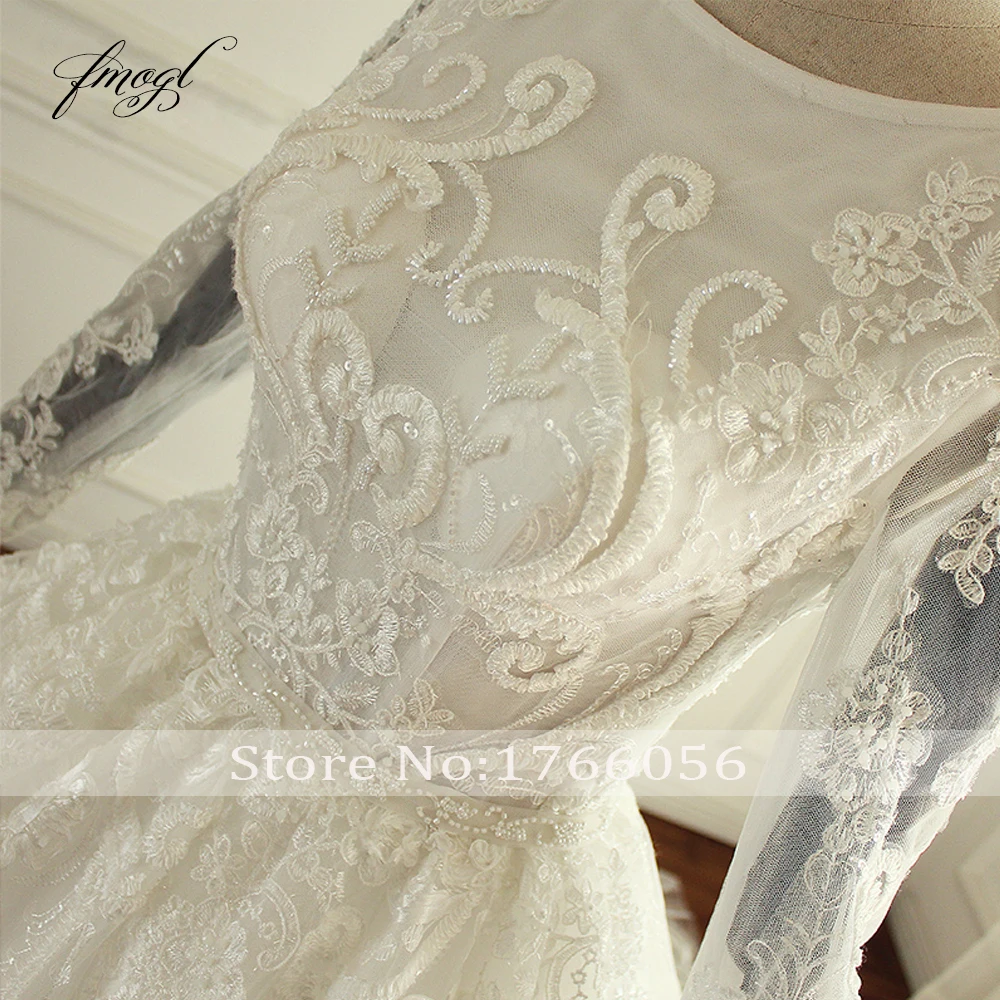 Fmogl халат де mariée с длинными рукавами Boho свадебный наряд пикантные кисейные аппликации бисером винтажное свадебное платье плюс Размеры