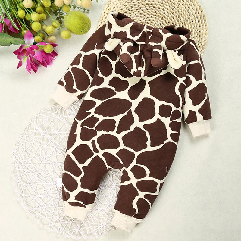 Зимняя одежда для новорожденных 2019 милая верхняя с жирафом комбинезон длинным