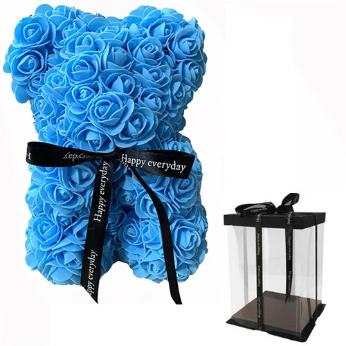 25cm With box Горячая Распродажа 25 см мыло из пены медведь из роз Teddi медведь Роза цветок искусственный Год Подарки для женщин подарок на день Святого Валентина Рождество - Цвет: 25cm With box