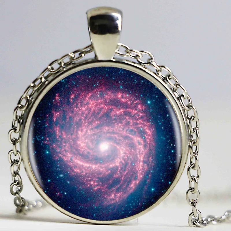 Хит продаж ожерелье с логотипом Галактики изображением туманности серебро