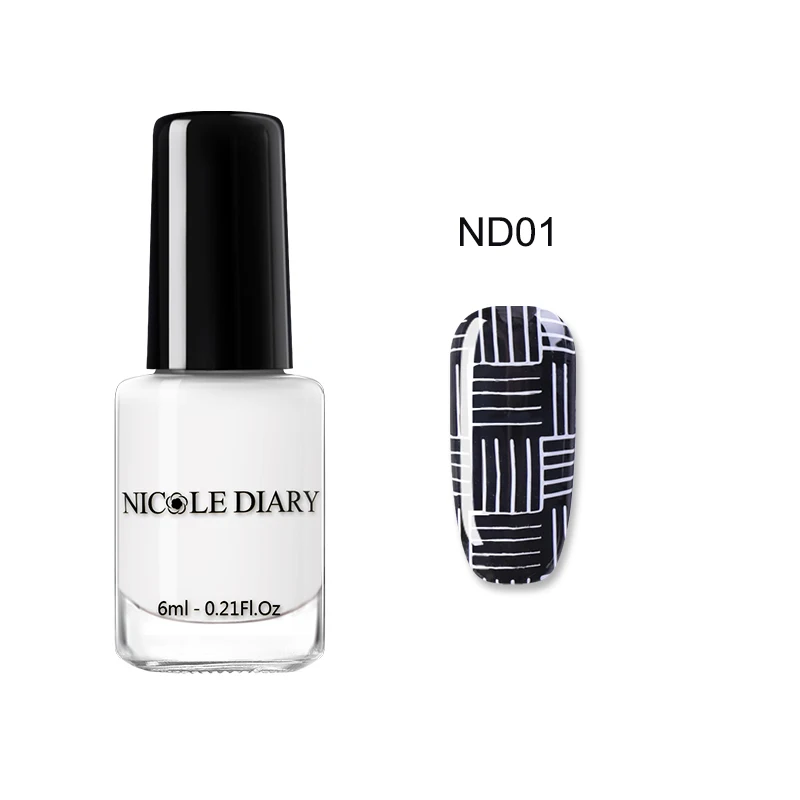 NICOLE DIARY, 9 мл, лак для ногтей, тиснение, базовый, золотой, белый, штамп, лак, лак для ногтей, 13 цветов, для рождественской печати, пластина - Цвет: 6ml ND01