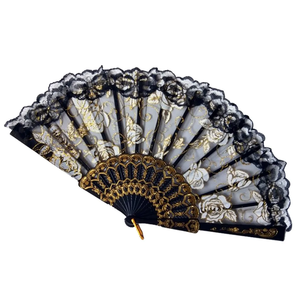 D Handheld Fans Folding Fans Bamboo Fans Women's Hollowed Bamboo Hand Holding Summer Held Fan Home Improvement - Цвет: D