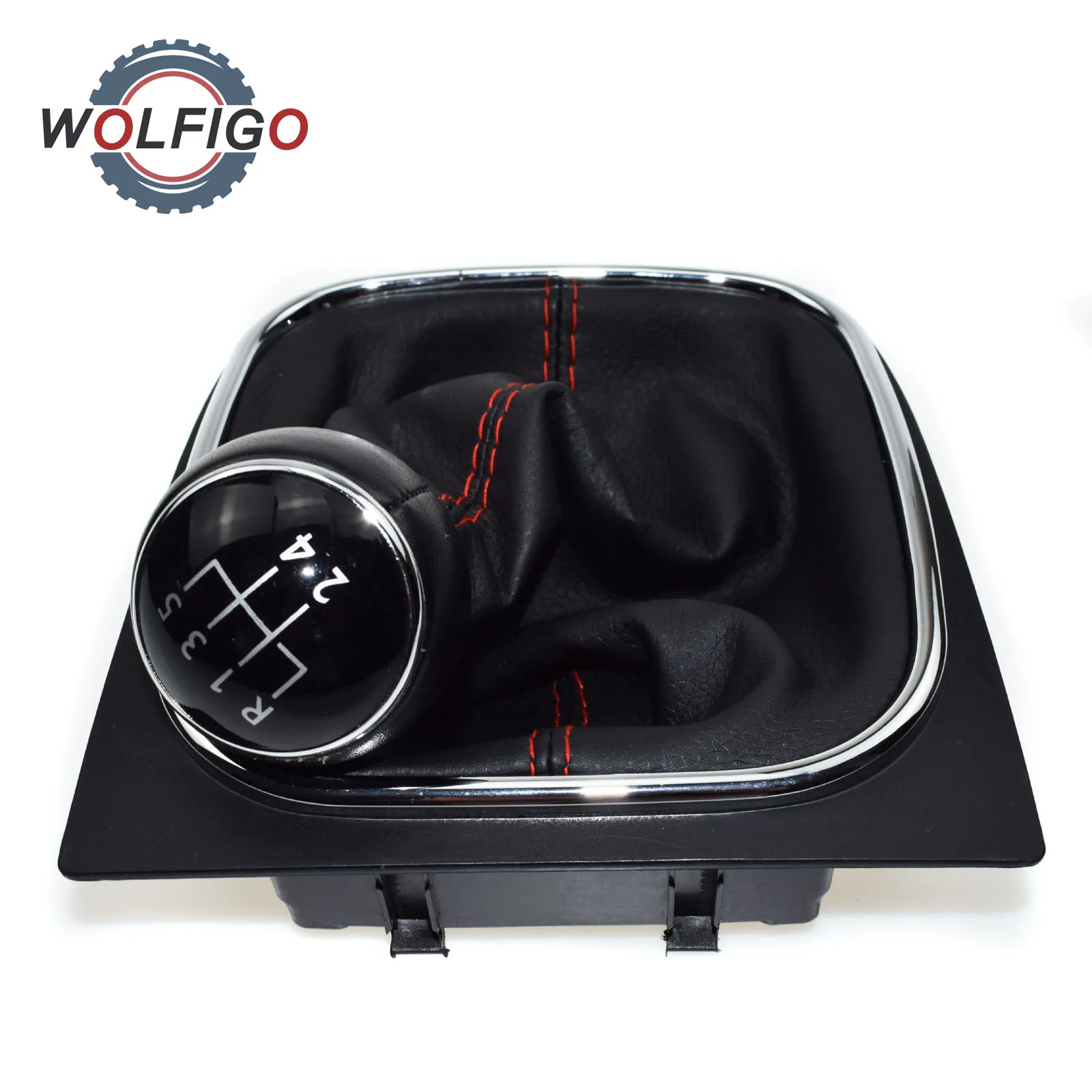 WOLFIGO 5 скоростная ручная кожаная ручка переключения передач для VW Golf MK5 MK6 Jetta MK3 MK4