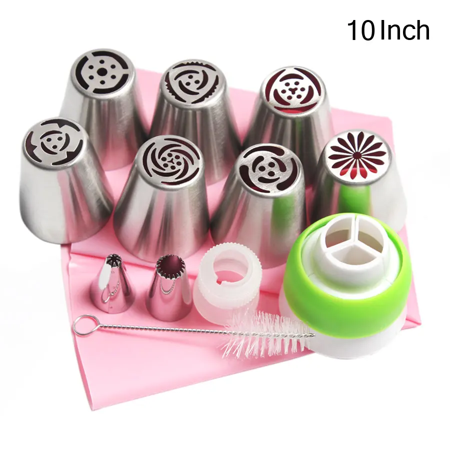10 Inch 13PCS Russian Tulip Icing Piping Nozzles Stainless Steel Rose Cream Biscuits Sugarcraft Pastry Baking Tool DIY 10/12/14/16 INCH - Цвет: 10 Inch