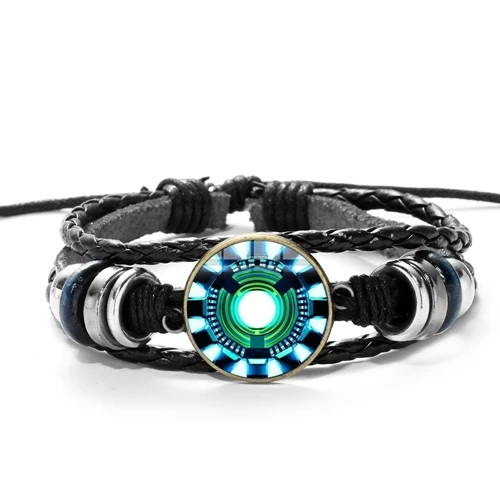 Style 15 SONGDA Marvel, Железный человек, Тони Старк, кожаный браслет, Мстители, Железный человек, дуга, реактор, 3D Рисунок, стеклянная подвеска с драгоценным камнем, браслет, браслеты - Окраска металла: Style 15