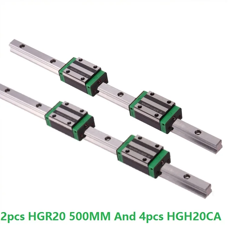 2 шт. линейная направляющая HGR20 L 500 мм и 4 HGH20CA линейные узкие скользящие блоки