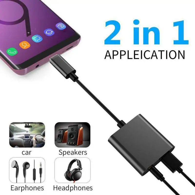 2 in 1 Audio Charging Converter Type C to 3.5mm Earphone Jack Adapter PD3.0 Fast For Samsung Huawei Xiaomi iPad Pro | Электроника