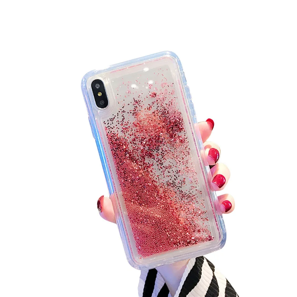 KISSCASE бисерный зыбучий песок чехол для iphone 7 X XR XS MAX мягкий TPU Bling телефонные чехлы 8 6