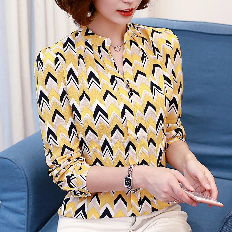 

Summer New Arrival Women's Brand Blouse Female Long-Sleeve Blouse Women Shirt Chiffon casual Tops