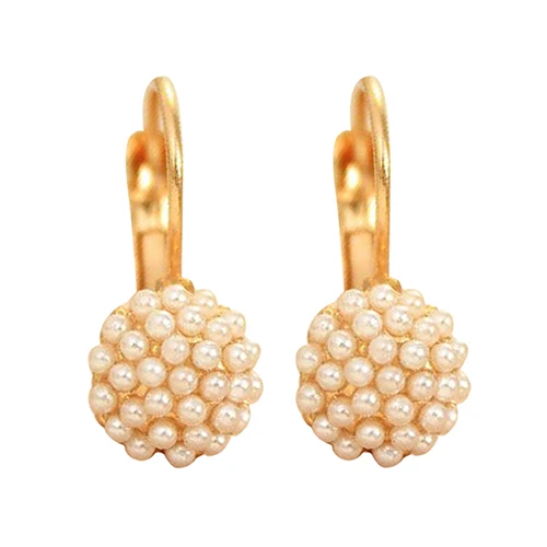 2016 Новых женщин Искусственного Жемчуг Бусы Золотой Сплав Leverback Серьга Серьги