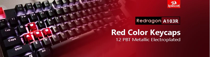 Redragon A103R 12 колпачки и пуллер для ключей PBT двойной удар инъекции с подсветкой металлик гальваническим красным для механической клавиатуры