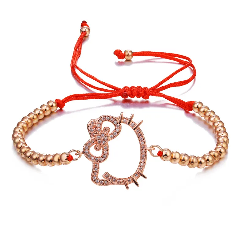 Колье bracciali Donna, модные трендовые красные веревочные бусы hello kitty, браслеты для женщин, ювелирные изделия Sieraden, очаровательные браслеты и браслеты Bijoux - Окраска металла: red rose gold