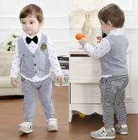 baby boy clothing set 3pcs children clothing sets long sleeve single breasted full turn down collar boys vest and tie bow set