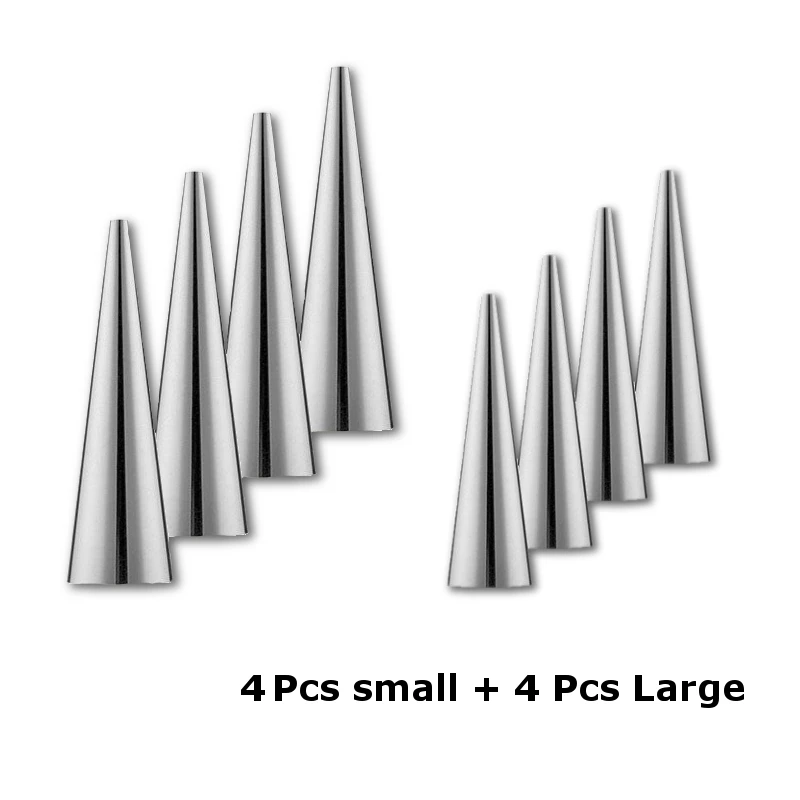 4 Large and 4 Small 8 шт./компл. из нержавеющей стали кондитерские формы для крема рога формы для хлеба форма для круассана коническая пробирка конус формы для выпечки Дания катушка форма инструмент - Цвет: 4 Large and 4 Small