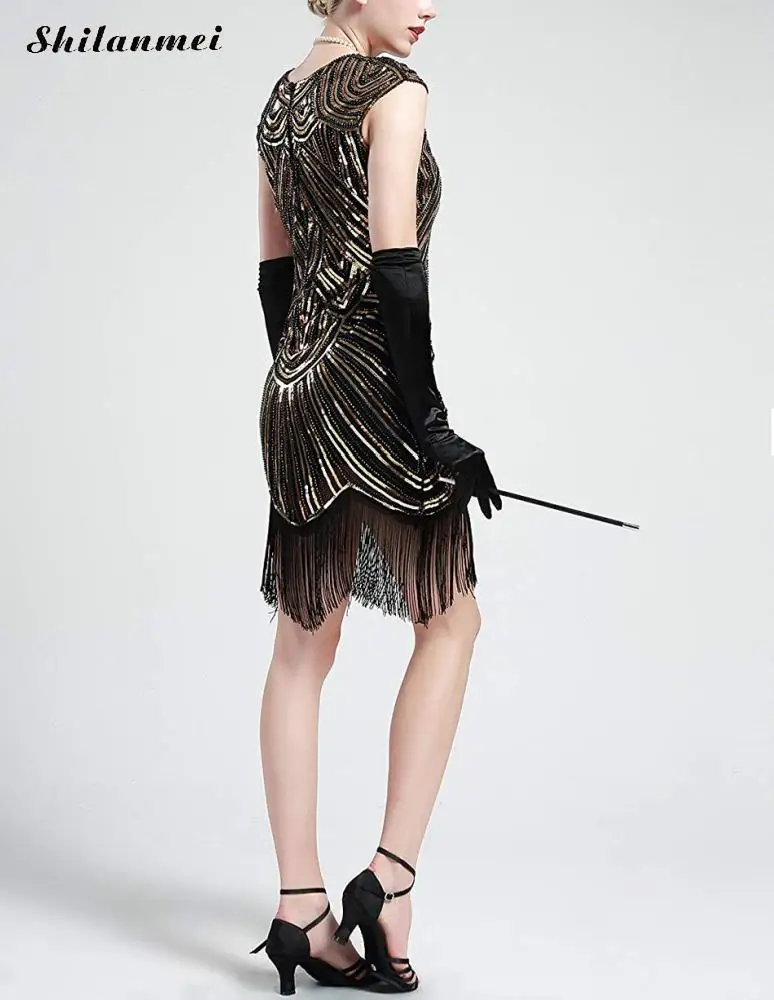 2018 Винтаж кисточкой Полосатый блесток платье Женская мода Вечеринка платья для